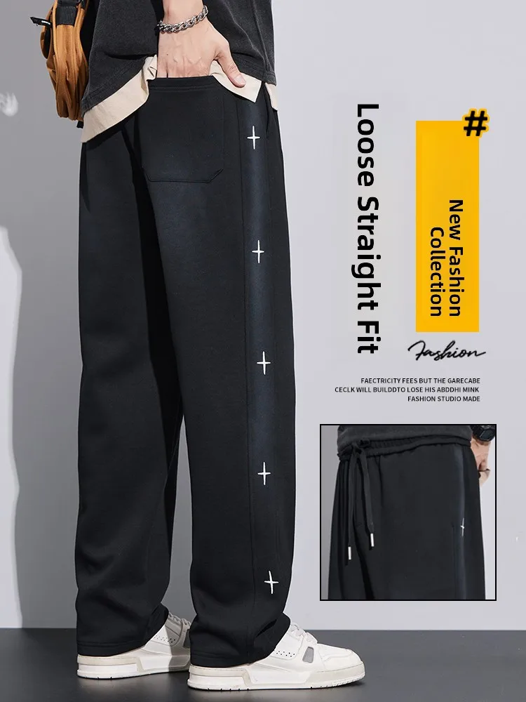 

Мужские повседневные брюки Bla: Новинка осени, свободные прямые брюки, стильные спортивные штаны с широкими штанинами для подростков