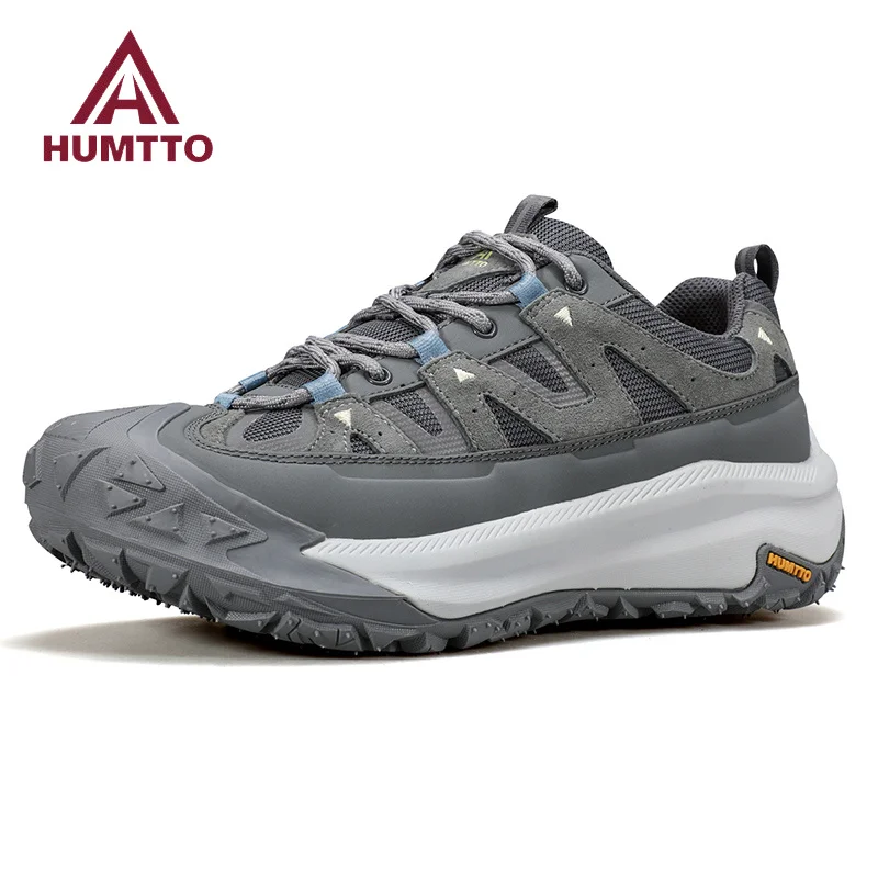 

HUMTTO Breathable Men's Sneakers Leather Safety Walking Trekking Shoes Man Outdoor Sports Shoes for Men Non-slip Hiking Boots