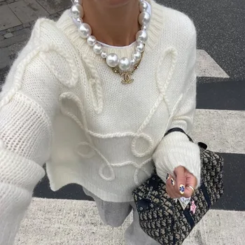 Talenza Herbst Casual Pullover frauen Solide Oansatz Langarm Pullover Neue Lose Pendeln Büro Chic Gestrickte Pullover Outfits