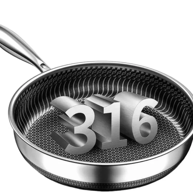 26/28cm Frying Pans with Lid,Stainless Steel Nonstick Frying Pan Honeycomb Skillet for Gas Electric Induction Ceramic Stoves