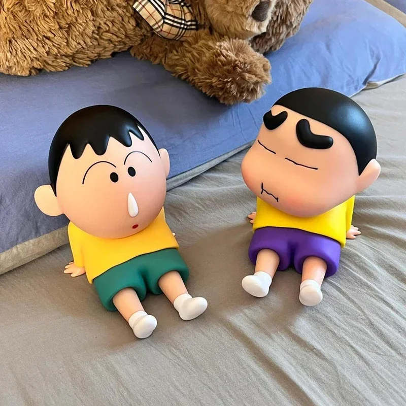 Crayon Shin-Chan figurines jouet Support pour téléphone Kawaii Anime ornements de bureau dessin animé regarder la télévision Support de téléphone décorations de poupée mignonnes