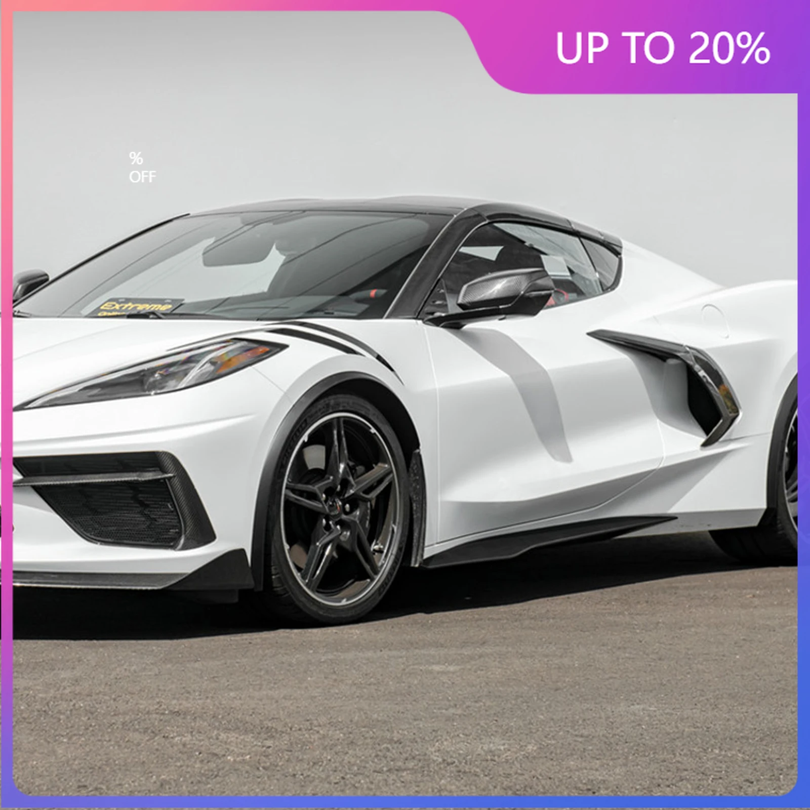 Новинка для Chevrolet Corvette C8 2-дверный Z51 Stingray STG 3 2020-2024, карбоновый вид, глянцевые черные боковые юбки, удлинители, разветвители Fende
