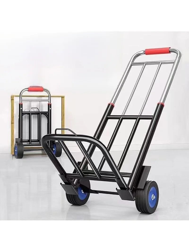 

Portable Shopping Cart Small Trolley Hand Push Cart Pull Rod Cargo Luggage Box Oxford Cloth Stainless Steel Handle Retractable