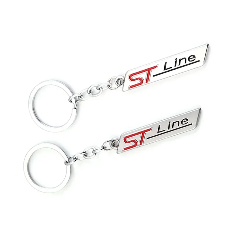 Auto ST Line Keychain Keyring Remote Control Fob Emblem Ring Holder for Kuga Explorer Edge Bronco Puma Territory