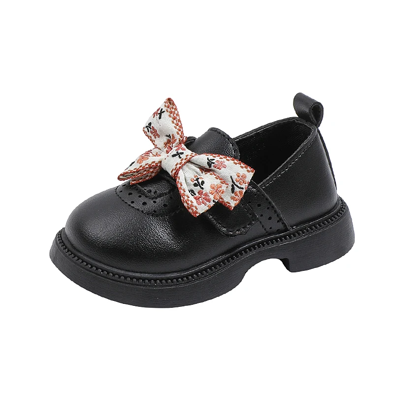 Spring Children\'s Leather Shoes Embroidery Bowknot Kids Mary Jane Shoes Causal School Thick Bottom Girls Princess Single Shoes