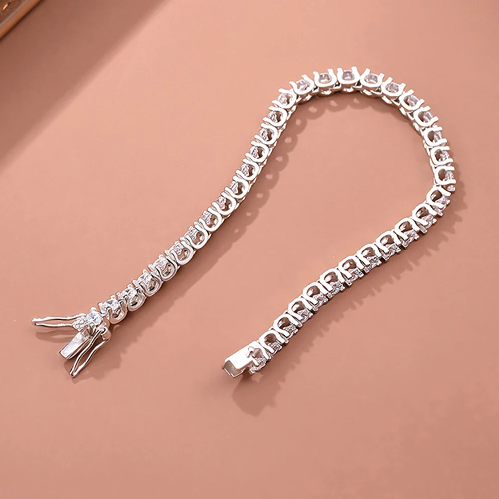 

Serenity Day Horns 3.5mm Moissanite Tennis Bracelet S925 Silver Plate Patinum D Color VVS1 Hip Hop Fine Jewelry For Women Gift