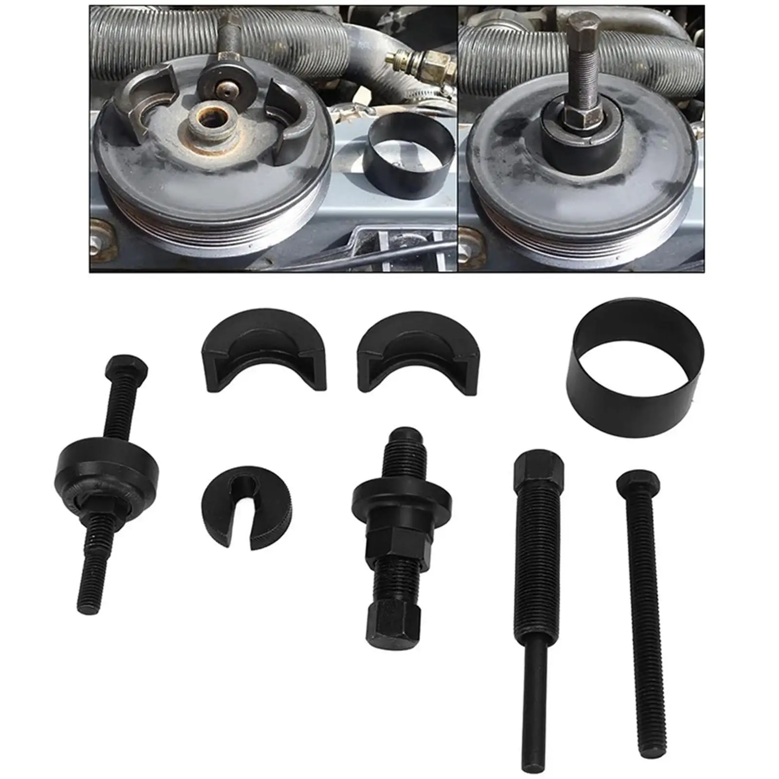 

Automotive Pulley Puller Installer Kit Steel Tools for Power Steering Pump Garage Car Mechanic Repair