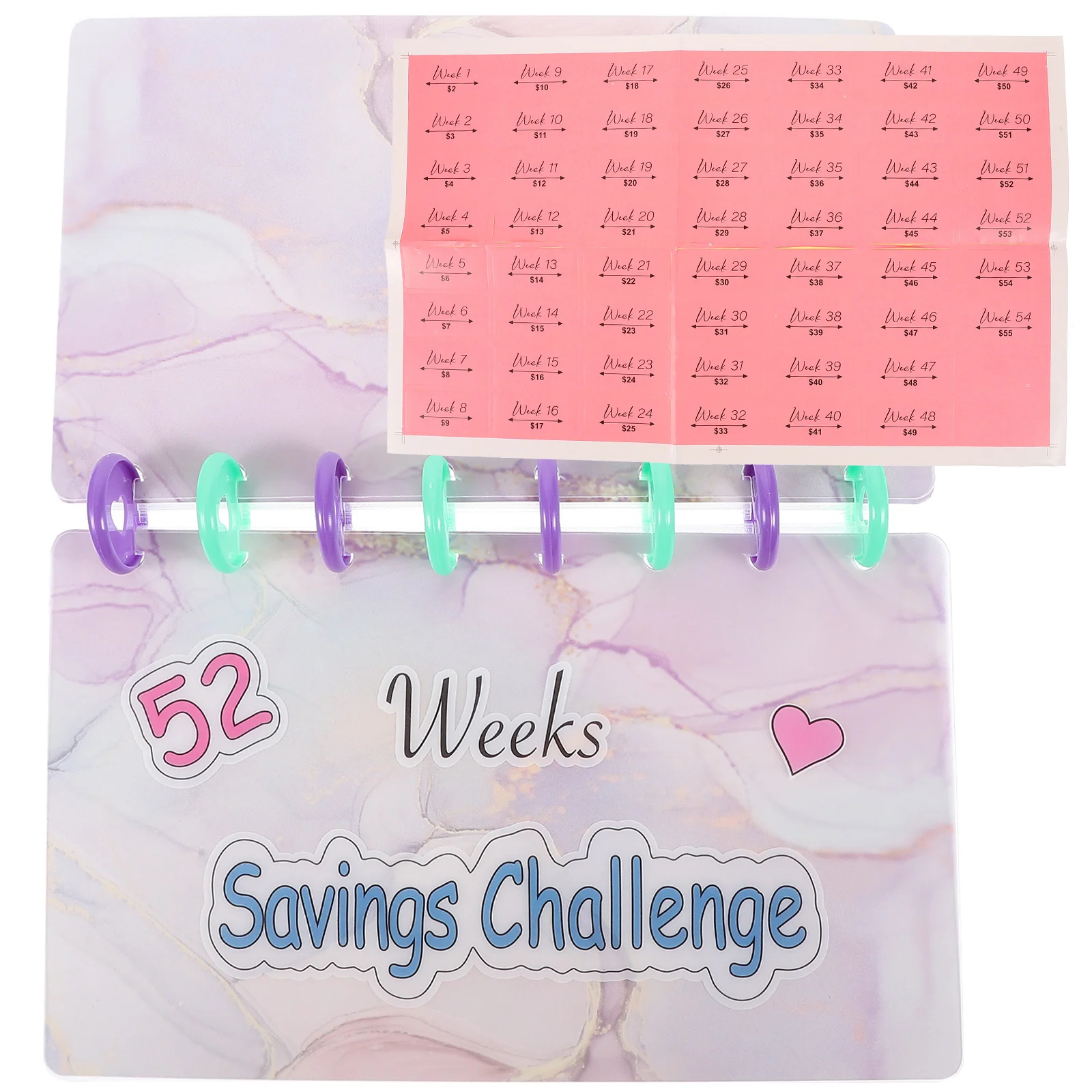 مجموعة واحدة من مجلد الميزانية مع أكياس نقدية، كتاب تحدي التوفير خفيف الوزن للمنزل والمكتب والسفر والتخطيط المالي #1