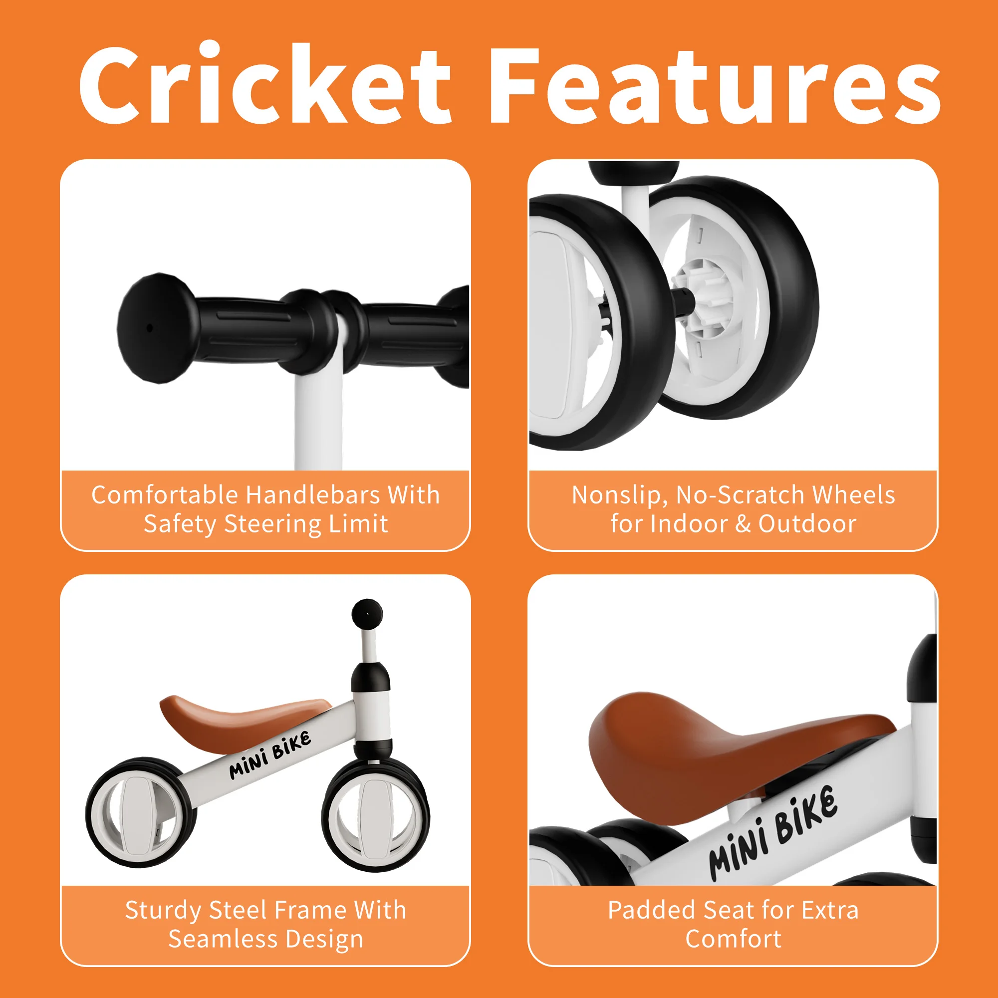 Baby Balance Bike for 1 Year Old Boys Girls, Toddler Bike 12-18 Months, Adjustable Seat, No Pedal Infant 4 Wheels Bicycle, First Riding Experience view 6