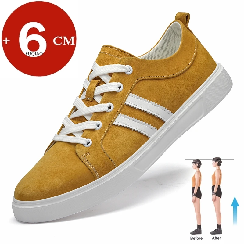 

Хит продаж! Новинка! Мужские и женские повседневные туфли из натуральной кожи для пар, увеличивающие рост на 6 см, легкие, удобные, большие размеры.