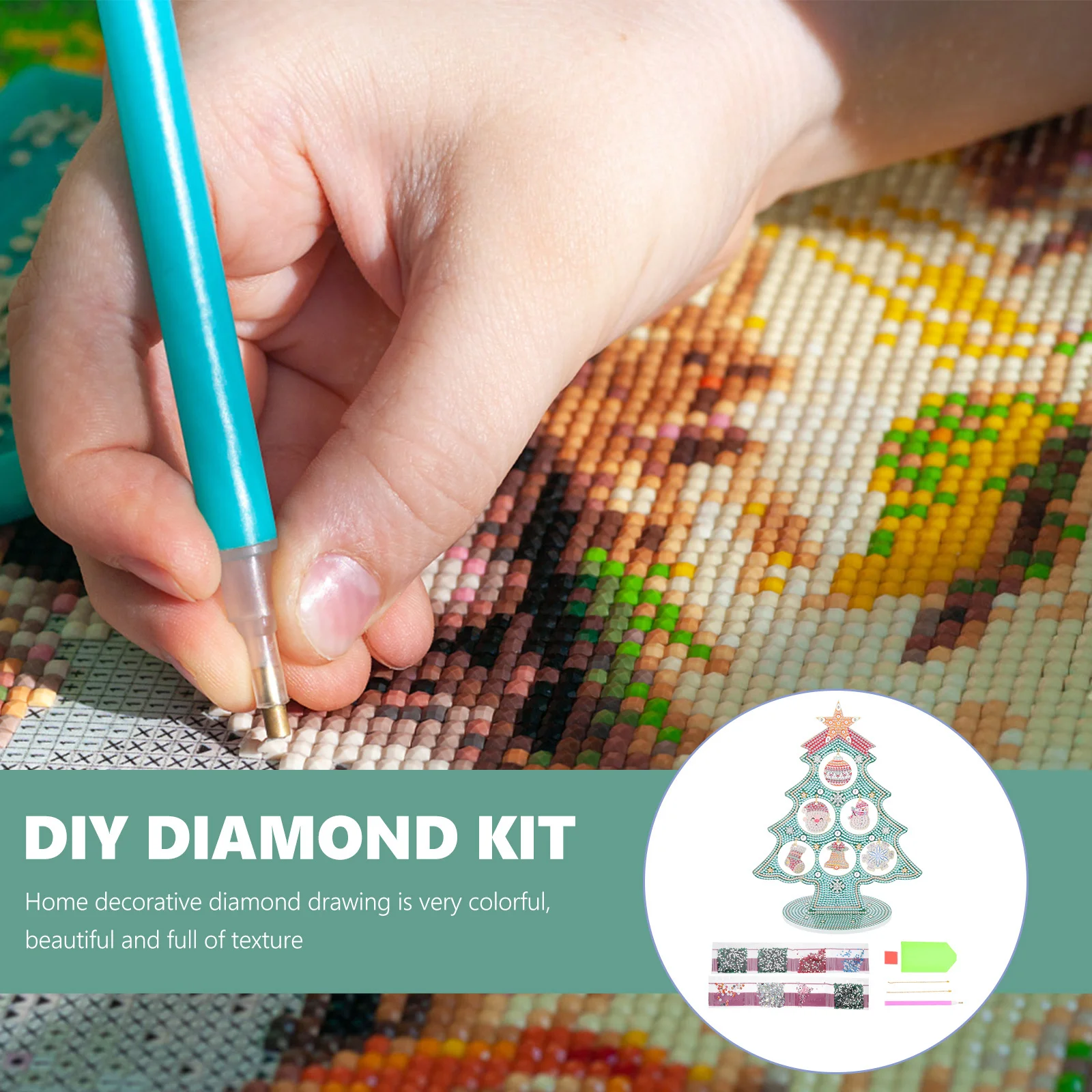 

1 Set Kids Diy Diamond Art Kit Christmas Tree Decorative Picture For Children Craft Supply Cartoon Embroidery Mosaic Handicraft