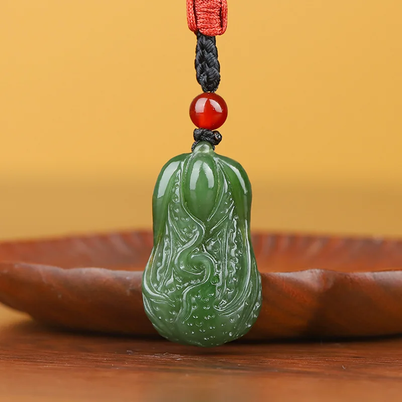 

Natural Hetian Jade Cabbage Qingyu Men's Women's Necklace Fortune Pi Xiu Pendant