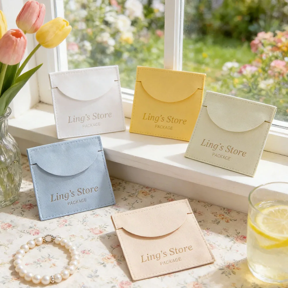 

50 шт. персонализированных мешочков из микрофибры для ювелирных изделий: колец, серег, USB-флешек, браслетов, подвесок, ожерелий, конфет, подарочная упаковка, свадебные сувениры