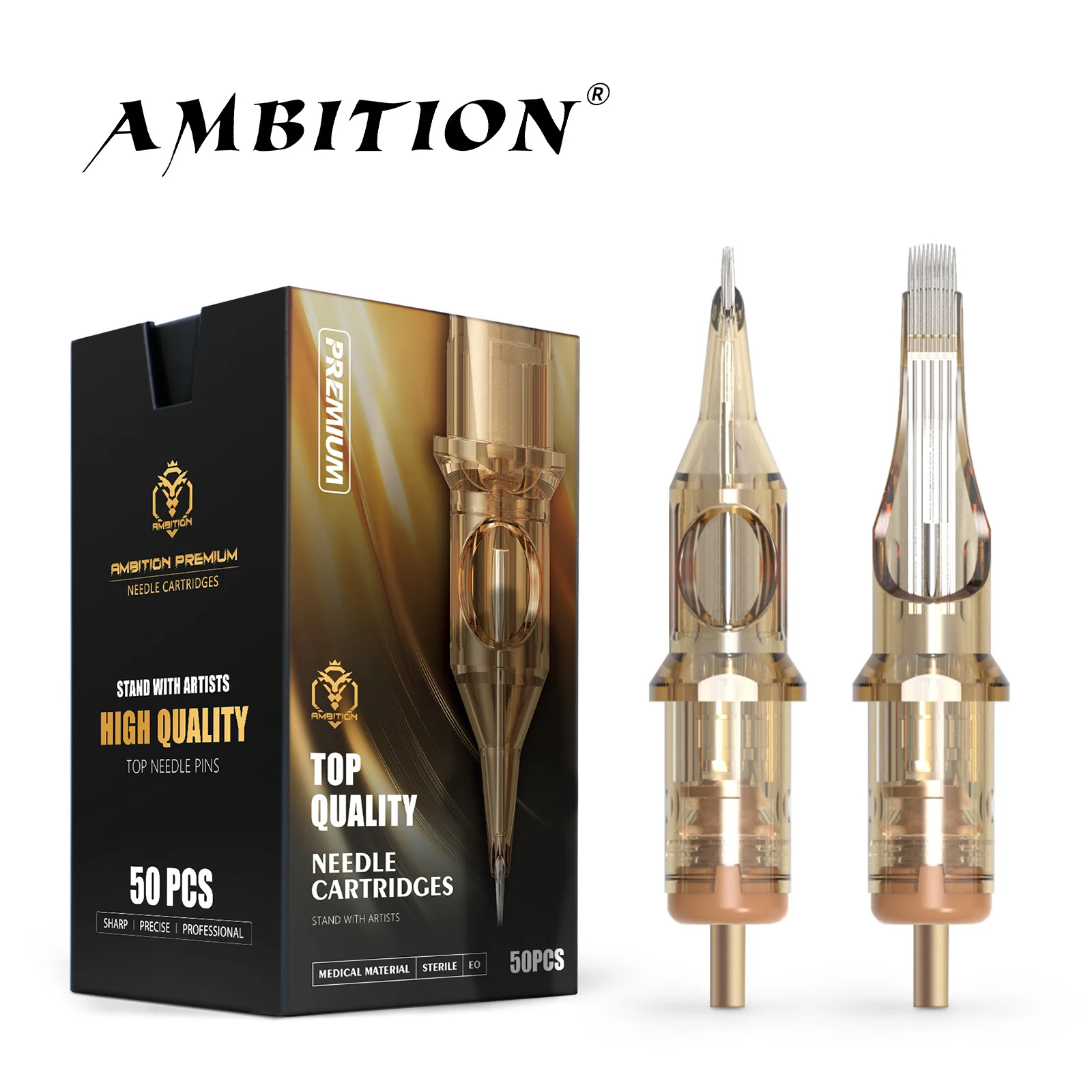 Ambition Premium 50 pièces/boîte Aiguilles de tatouage mixtes Microblading Nano SMP & Cartouche d'encre de tatouage semi-permanente Fournitures RL/RS/RM/M1