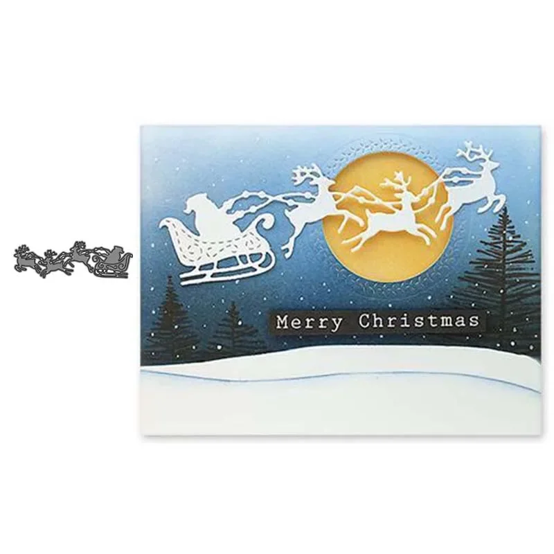 Christmas Cutting Dies Scrapbooking Santa Claus Sled  DIY Craft Deco Album Paper Card Making Embossed   Decoration