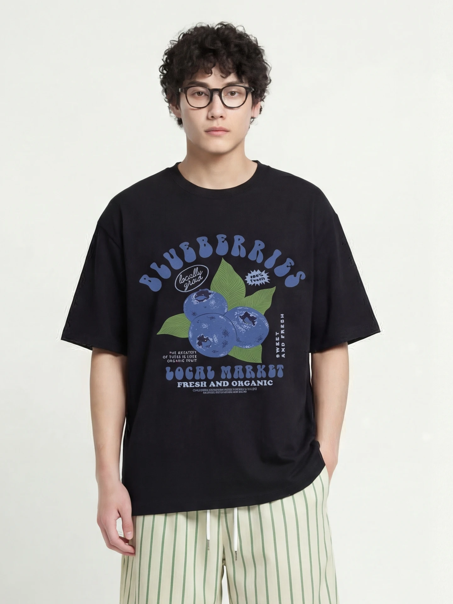 火星ブルーベリープリントルーズtシャツ半袖夏用おしゃれ日焼け止めネックゲイターアクセサリー