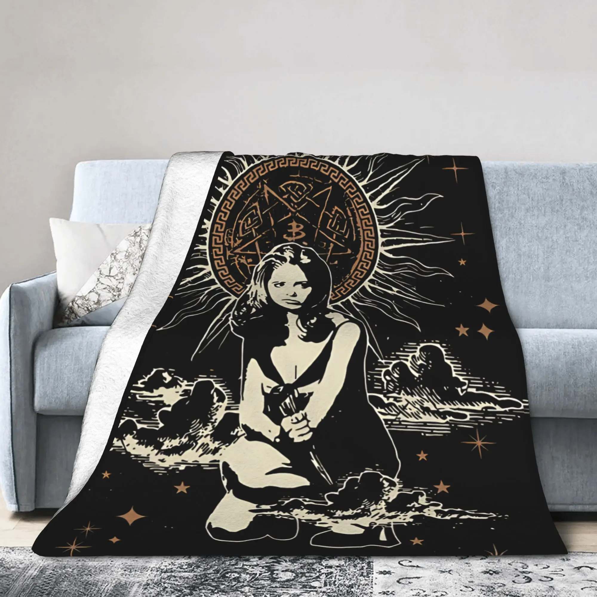 Buffy The Vampire Slayer Vintage Fleece Blankets  Funny Throw Blanket for Bed Sofa Couch 150*125cm Plush Thin Quilt