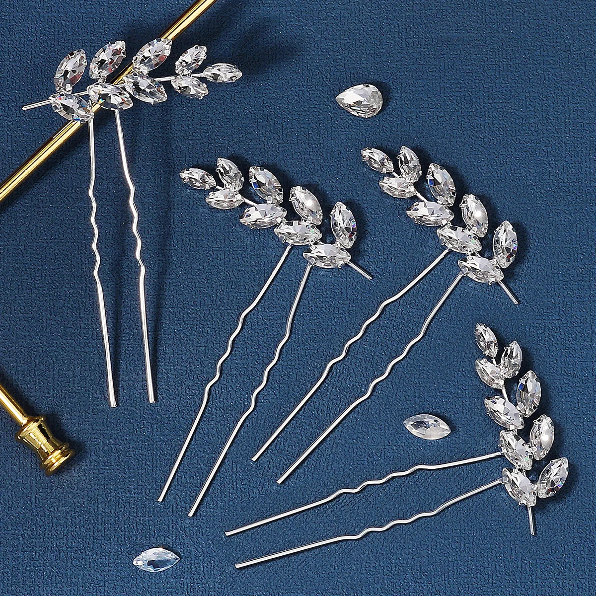 2 or 4pcs/set Silver Color Leaf Crystal Bridal Hair Pins for Women Rhinestone Wedding Hair Accessories Jewelry Bride Hairclips image 3