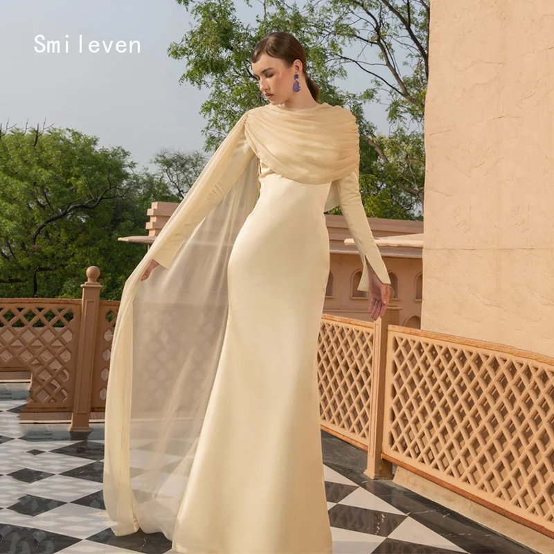 فستان Smileven أنيق بحورية البحر للحفلات الراقصة بأكمام كاملة رداء حفلات شال رسمي مناسبة مخصصة 2026