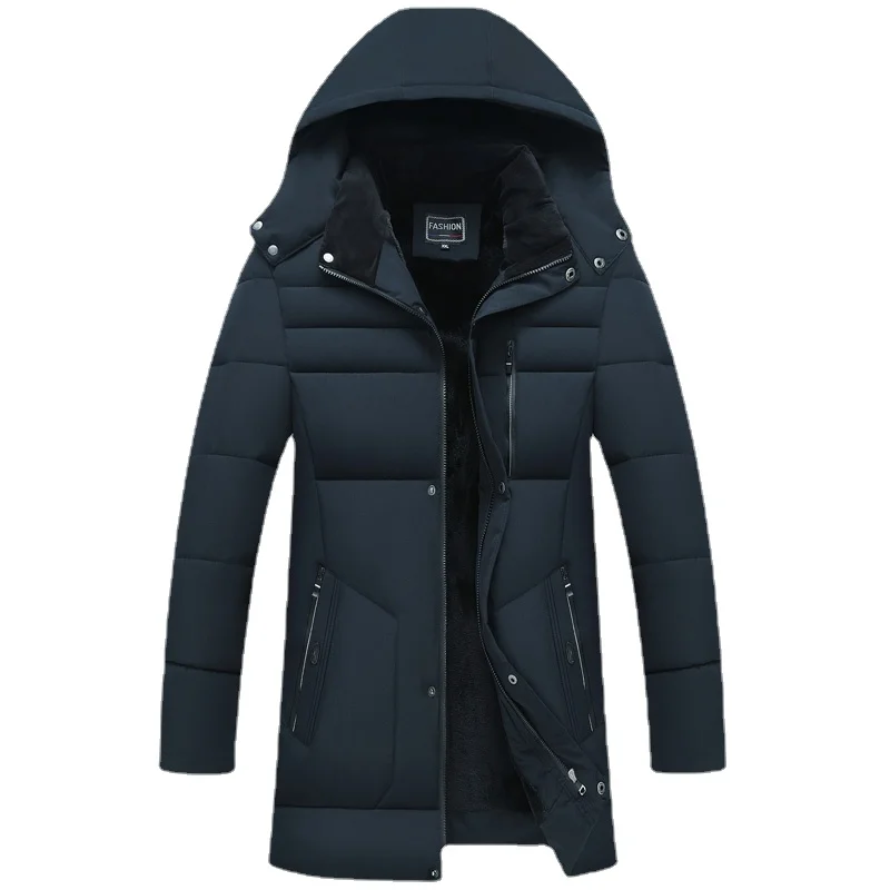 Mannen Lange Jas Herfst Winter Casual Jas Katoen Gewatteerde Warme Overjas Mannen Hooded Jas Puffer Jas Mode Kleding Mannen 5XL