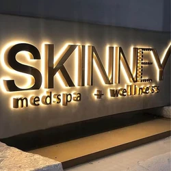 Custom Business Logo Large Metal Letters Company Logo Outdoor 3D Metal Sign Office Storefront Illuminated Backlit Stainless Sign