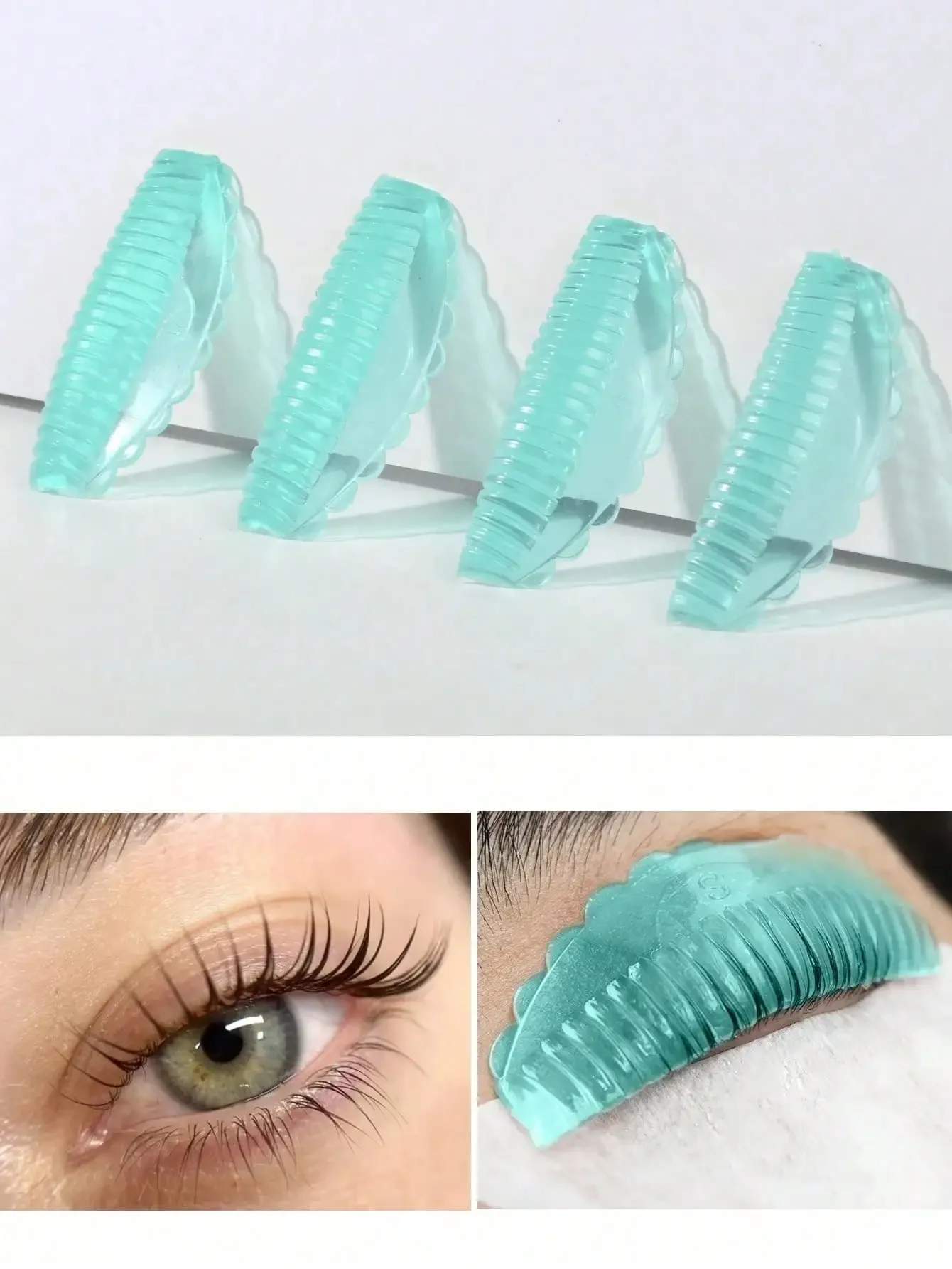 8Pcs (4 Pairs) 4 Sizes Free Glue Silicone Lash Lift Pads, Jelly Self-Adhesive, Reusable Soft, Suitable for Different Eyelash