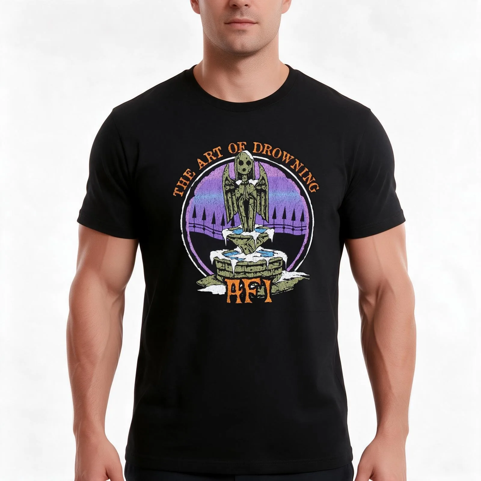 The Art Of Drowning Vintage AFI band T-Shirt, Summer Casual Cotton Tee, Oversized Streetwear Tops, Vintage Graphic Print
