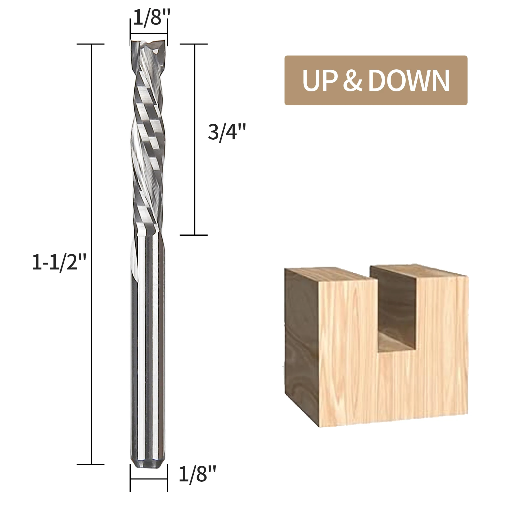 LIDIAO 1/5PCS Spiral Carbide End Mill 3.175MM Shank Two Flutes Woodworking Slotting Milling Cutter Tool CNC Router Bit