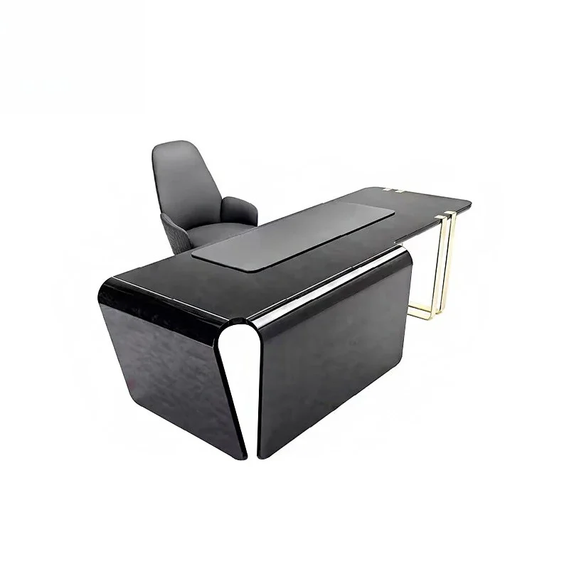 Creative designer high-end solid wood paint desk, light luxury special-shaped boss table