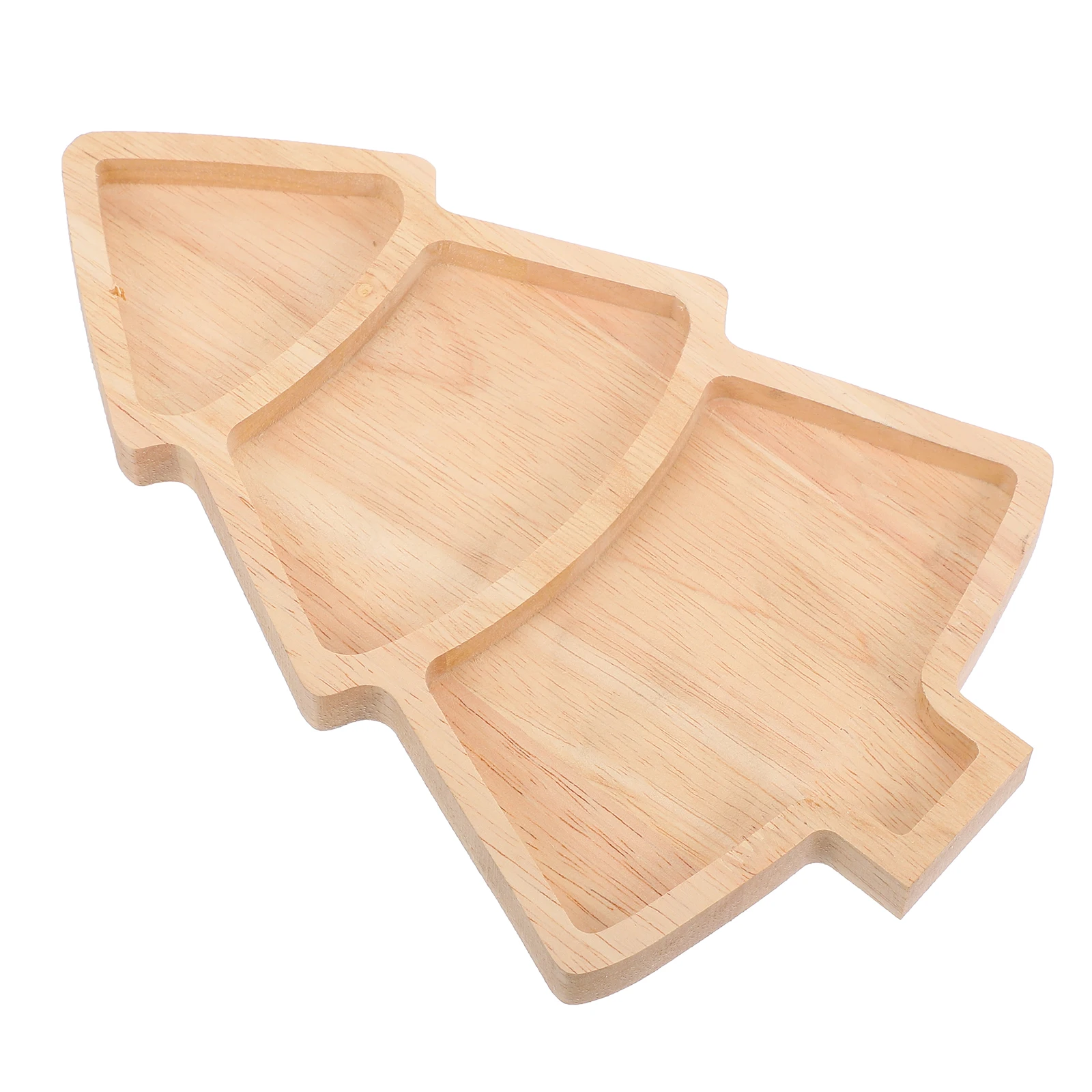 

Christmas Tree Shaped Tray Wooden Serving Platter Smooth Snack Nuts Plates Xmas Party Dessert Fruit Food Oak Wood Pan