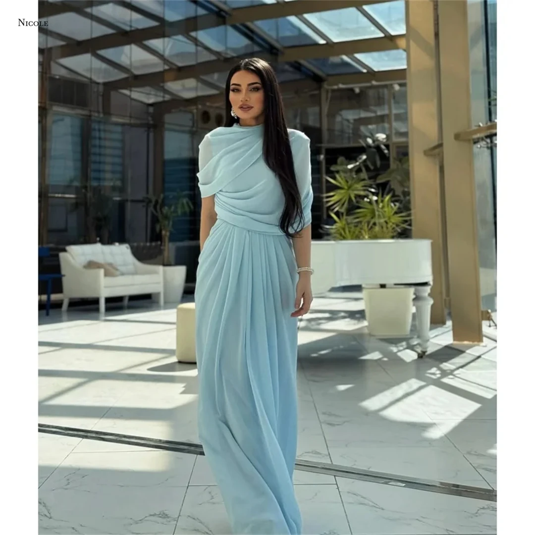 

Nicole Round Collar Elegant Prom Dresses 2025 Luxury Evening Dress 2025 Custom Made Party Dress for Wedding Line A Satin Cloth