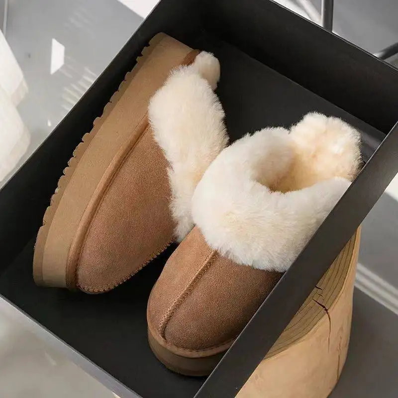 Pantofole Baotou con fondo spesso 2024 moda invernale da donna nuove pantofole in cotone con aumento caldo in Cashmere