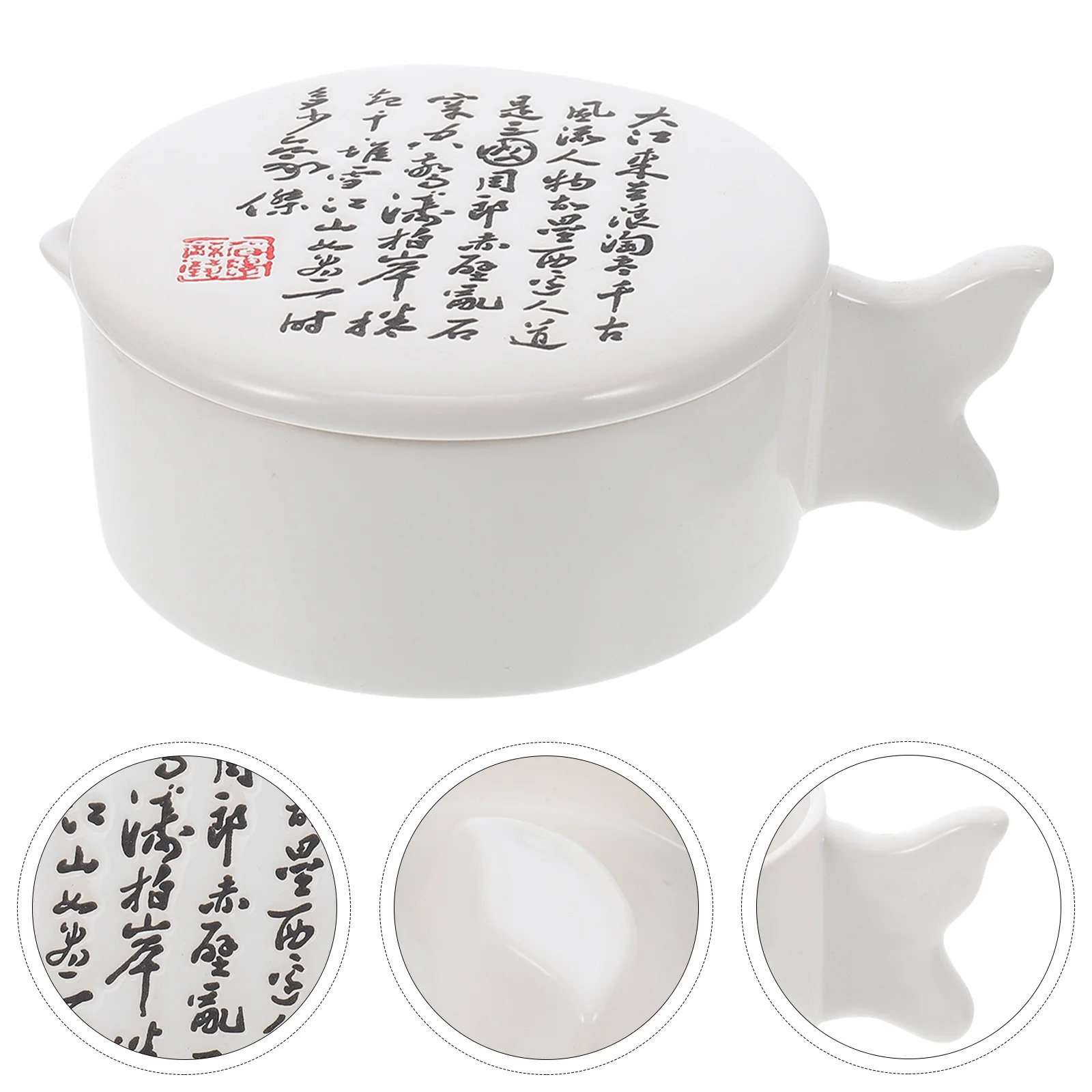 

Inkstone with Cover Ceramic Traditional Calligraphy Inkstone Practical Writing Painting Accessory