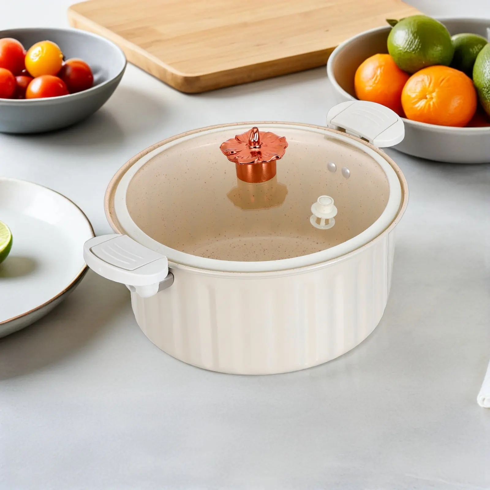 Micro Pressure Cooker 8L Non-Stick Stew Pot Glass Lid Anti-Scald Handle Fast Cooking Lock Flavor Induction Gas Stove Universal