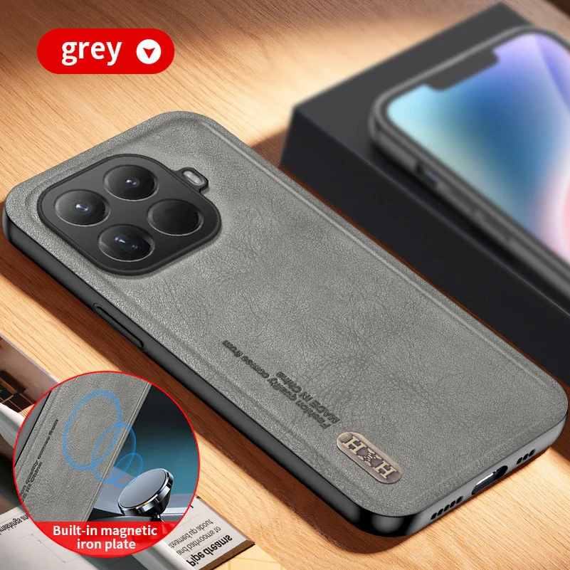 حافظة حلقية مغناطيسية مدمجة من الجلد بتصميم كلاسيكي لهاتف Xiaomi 15T Pro