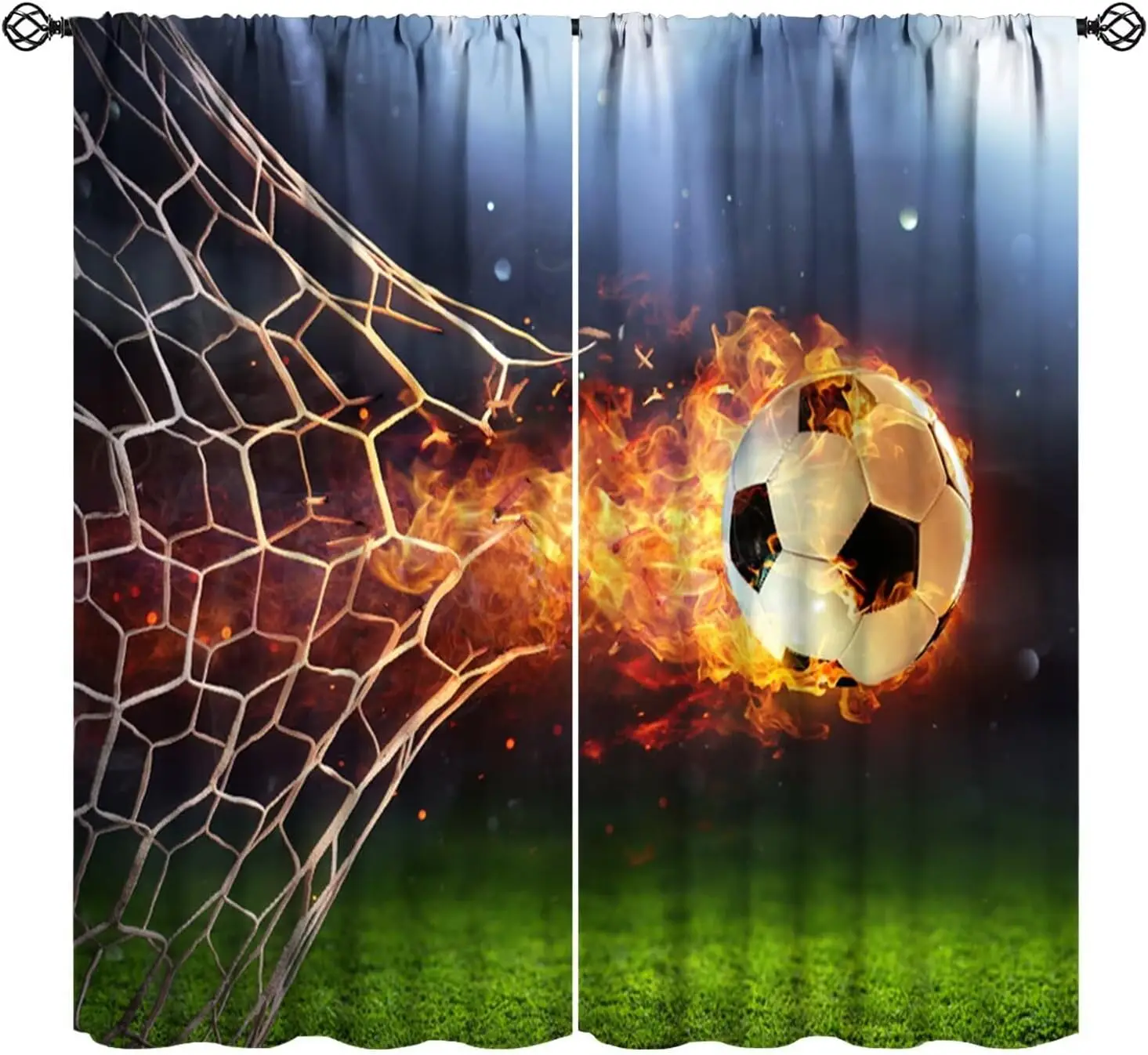 Dramatic Soccer Goal Curtain Waterproof Shower Curtain Football Sports Fan Home Decor Accent Wall Hanging