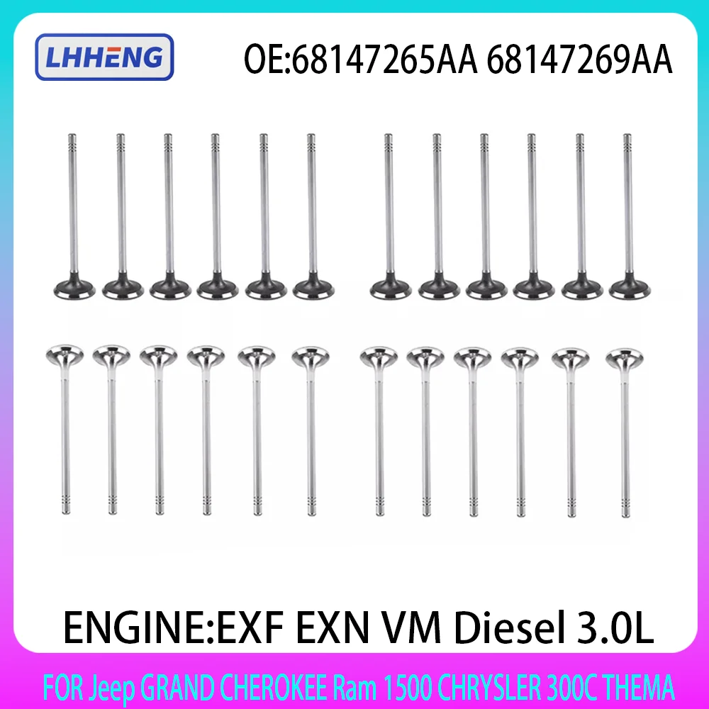 

24PCS Engine Intake & Exhaust Valve 3.0 L V6 11-23 For EXF EXN VM Diesel Jeep GRAND CHEROKEE Ram 1500 CHRYSLER 300C THEMA 3.0L