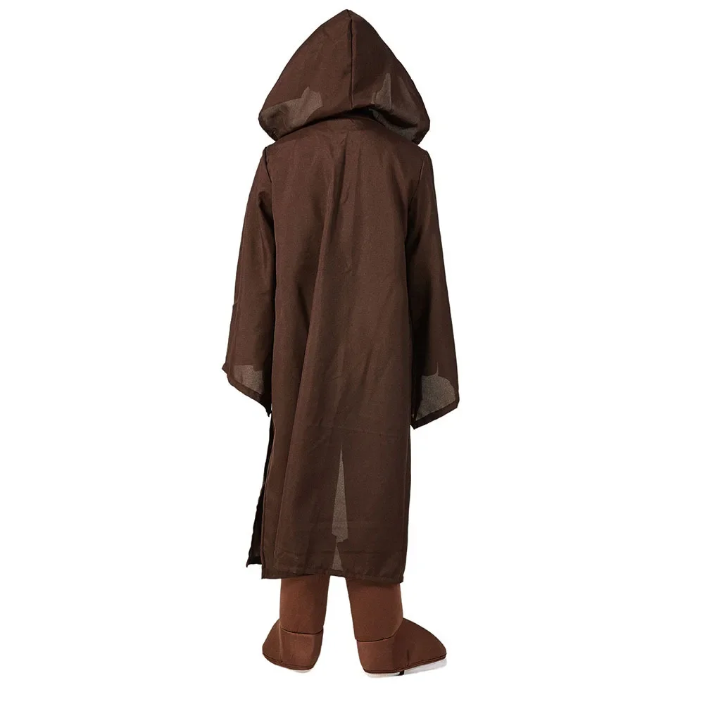 Movie Star Kids Children Jedi Obi Wan Kenobi Costume Tunic Robe Cloak Cosplay Full Set Halloween Costume High Quality