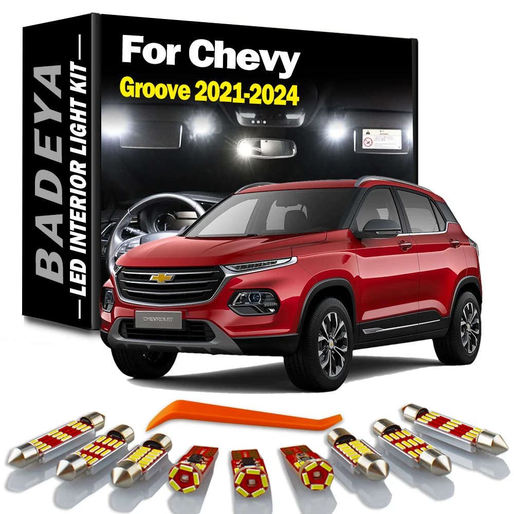 7Pcs Car Accessories For Chevrolet Chevy Groove 2021 2022 2023 2024 LED Bulbs Interior Dome Map Reading Plate Trunk Light Kit