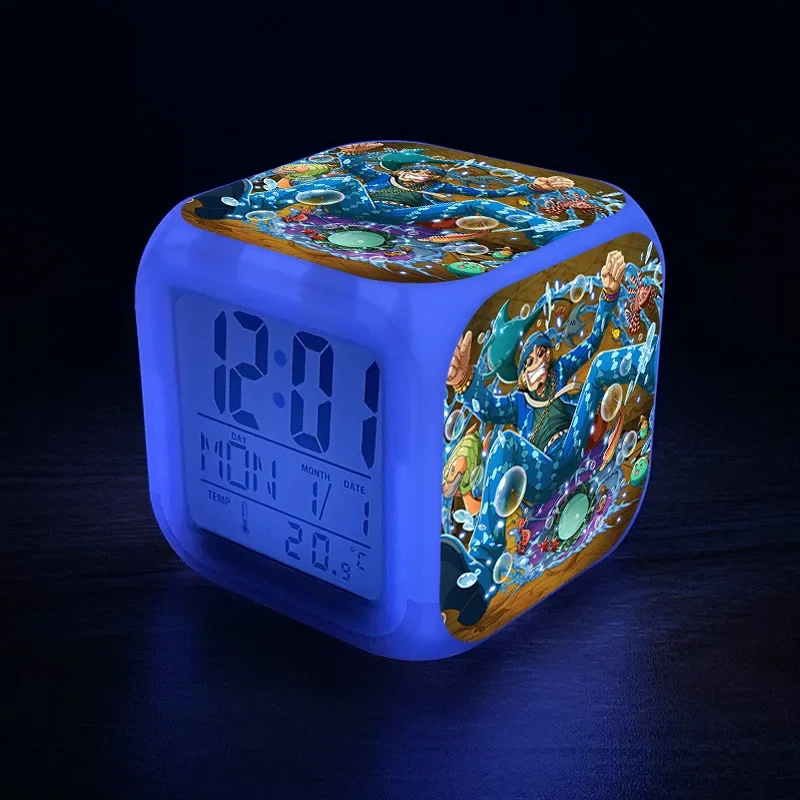 قطعة واحدة لوفي المنبه الرسوم المتحركة الشكل مصباح ليد الساعات الليلية رورونوا زورو الكرتون مكتب ساعة غرفة الطفل الديكور الصبي هدية #2