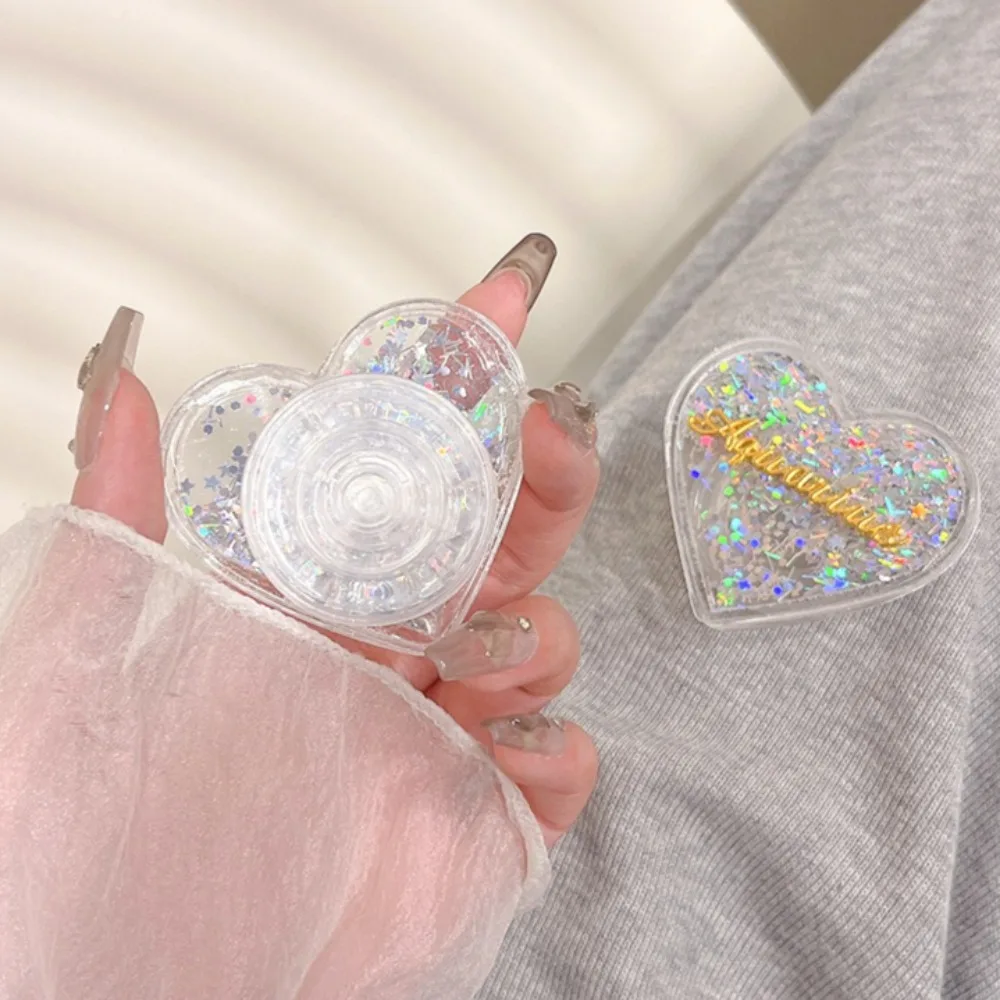 Luxury Sequins Rhinestone Phone Holder Expanding Socket Grip Stand For iPhone For Samsung Love Heart Universal Smart Tok