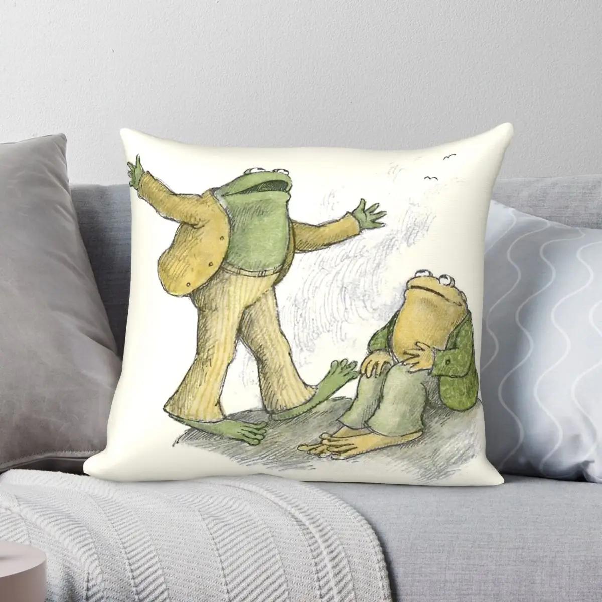 Frog And Toad Square Pillowcase Polyester Linen Velvet Creative Zip Decorative Pillow Case Room Cushion Cover 45x45