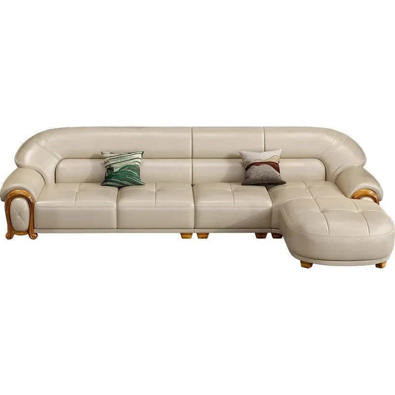 

Leather, sofa, living room, modern, high-end, home, solid wood, combination