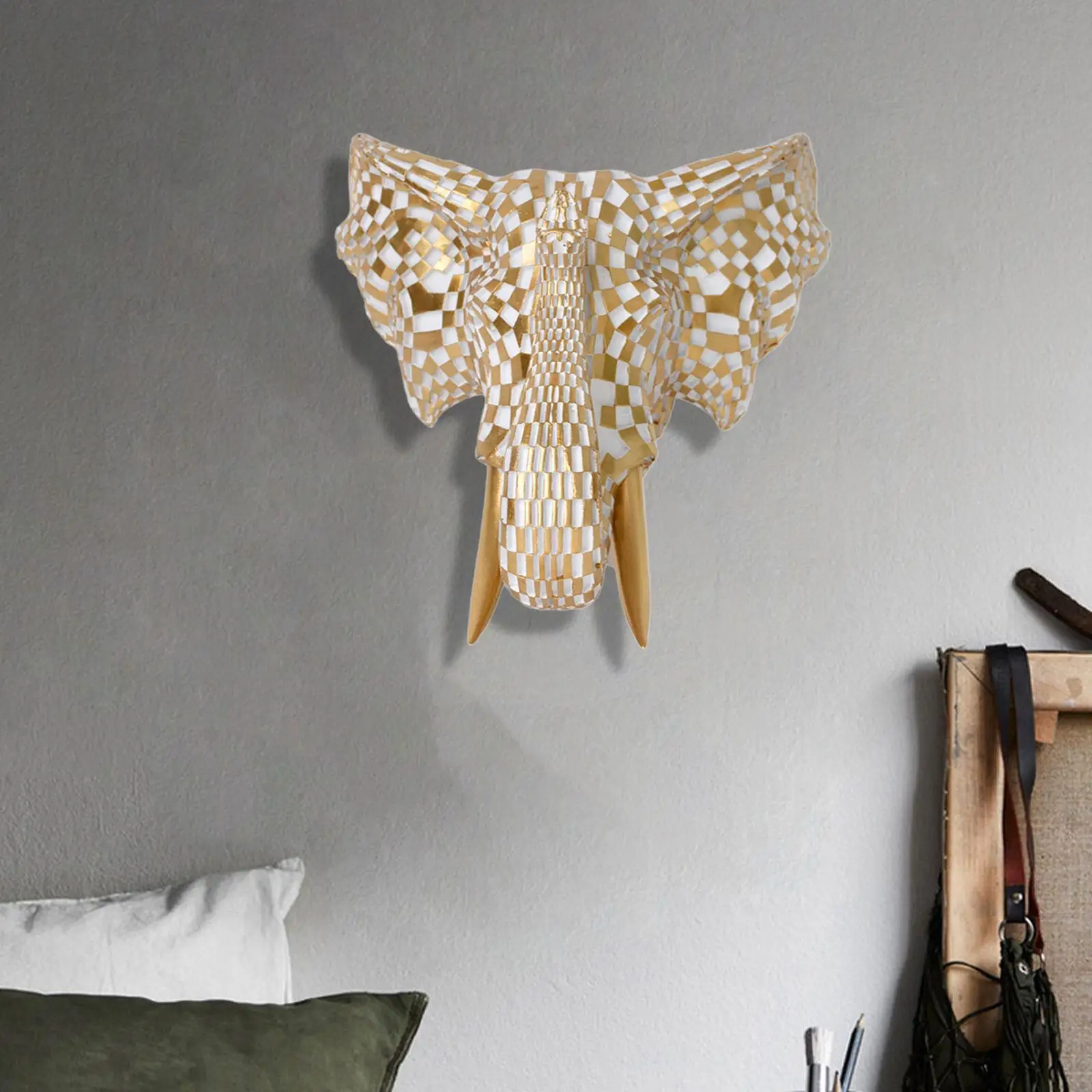

Elephant Head Decor Elephant Head Wall Decor Gift Craft Simple Entryway Decorative Home Decoration for Bedroom Indoor Hotel