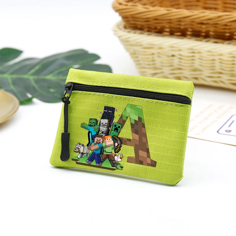 Carteira Minecraft com Zíper para Crianças, Bolsa de Armazenamento, Bolsa de Dinheiro de Desenho Animado, Bolsa de Lona para Chaves, Carteira Masculina, Mini Bolsas, Presente