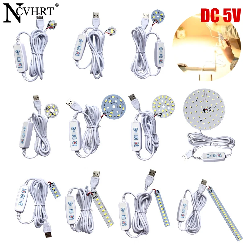 DC5V chip LED dimmerabili 5730 lampada LED SMD perline luminose fai da te lampadina LED regolabile Dimmer USB apprendimento lampada ricaricabile funzionante