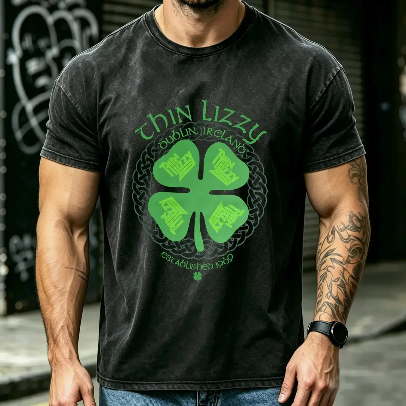 washed T Shirt New Thin Lizzy Four Leaf Clover Dublin Ireland 1969 Band badhabitmerch vintage Washed Soft Comfortable Slightly