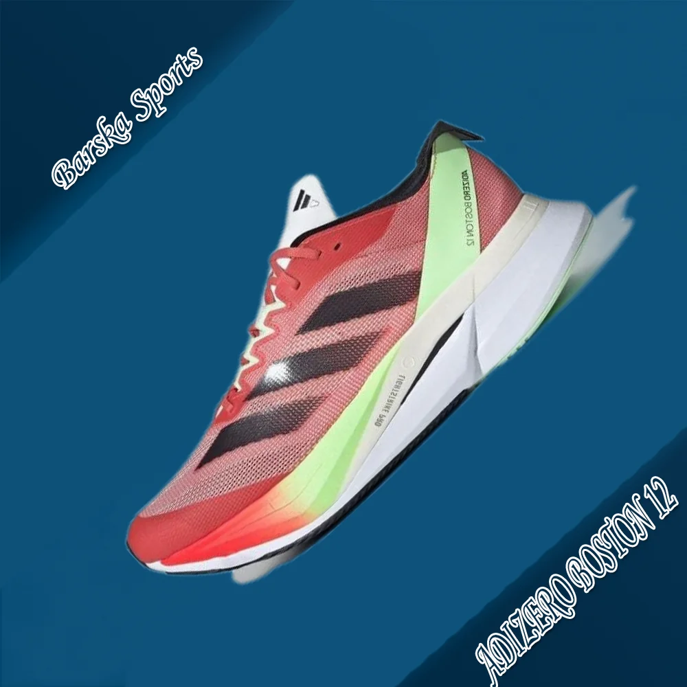 Adidas ADIZERO BOSTON 12 Sneakers da uomo e da donna Traspiranti Assorbimento degli urti Scarpe da corsa per maratona antiscivolo Rosso