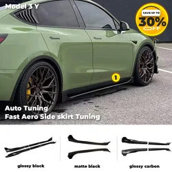 Spaccalegna laterale Aero veloce per Tesla Model 3 Y 2017-2024 Kit corpo vettura Modello 3 Gonna laterale Highland Accessori auto neri in carbonio lucido