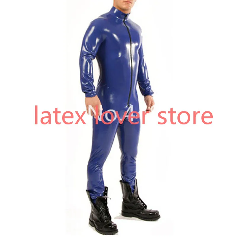 Handmade 100% Nature Latex Catsuit Rubber Jumpsuit With Front Zip Males' Long Sleeve Bodysuit Custom Made (No Sock)